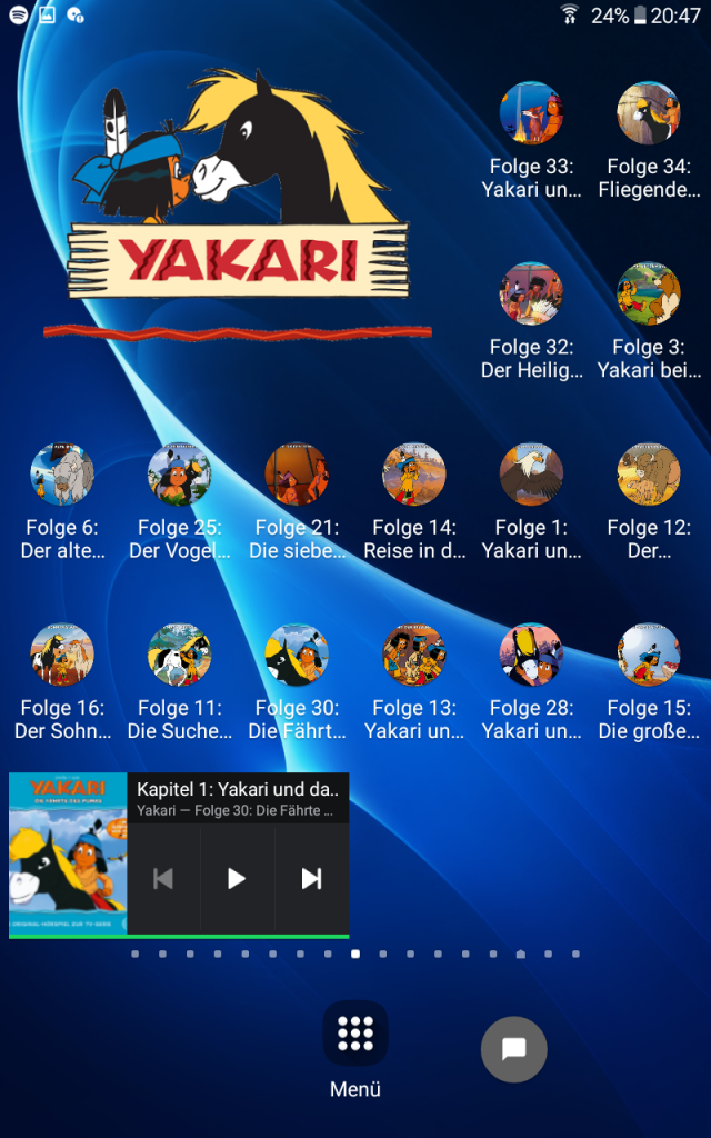 Yakari-Serienseite auf dem Kinder-Spotify-Player